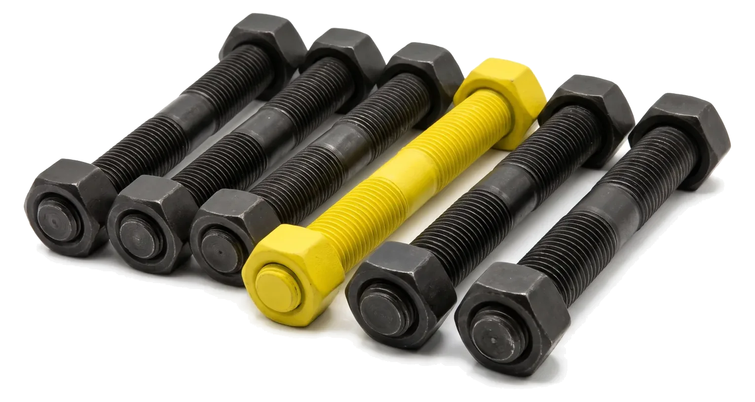 Stud bolts with heavy hex nuts